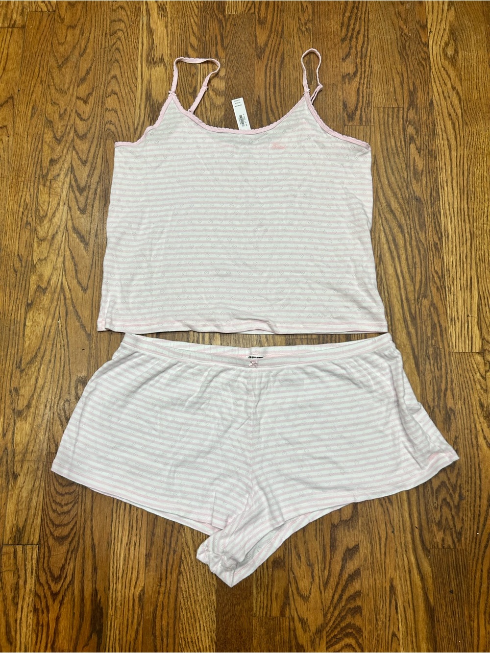 Victoria’s Secret PINK Pajama Set XXL Pink Stripe Cami & Shorts - Picture 2 of 5